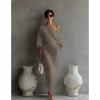IHUASU Fashion Summer Spring Solid Color Print Long Sleeve Casual Dresses