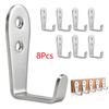 Stainless Steel Wall Hooks Heavy Duty Coat Key Holder For Home Garage Office Silver 8/10pcs