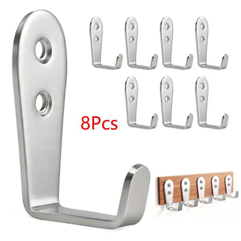 Stainless Steel Wall Hooks Heavy Duty Coat Key Holder For Home Garage Office Silver 8/10pcs