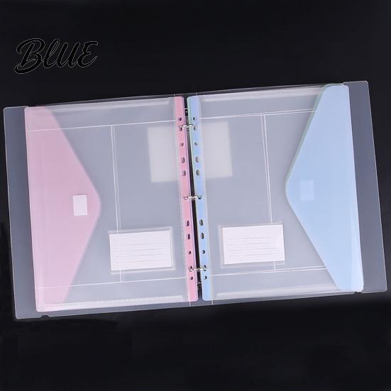 Macaron Color Document Bags 11 Hole Expandable Binder Folders for 2/3/4 Ring Pouch Plastic Envelopes Soft File Organizers Pocket with Snap