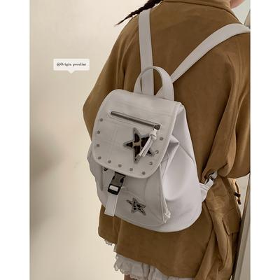 Korean Version of Casual Star Backpack Bag Women's 2025 New Fashion Preppy Style Backpack Large Capacity Portable Bucket Bag
