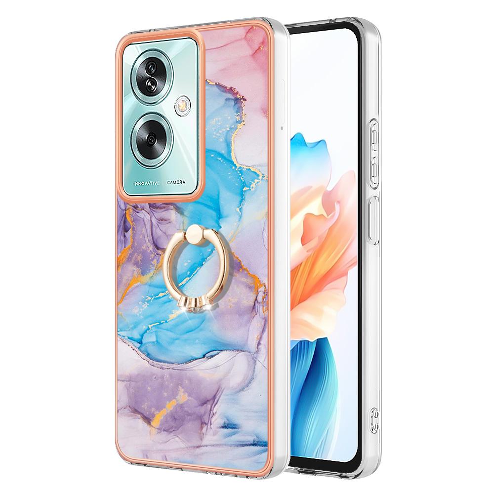 For Oppo A79 5G/A2 5G Case with Ring Kickstand IMD Marble Pattern TPU Back Cover