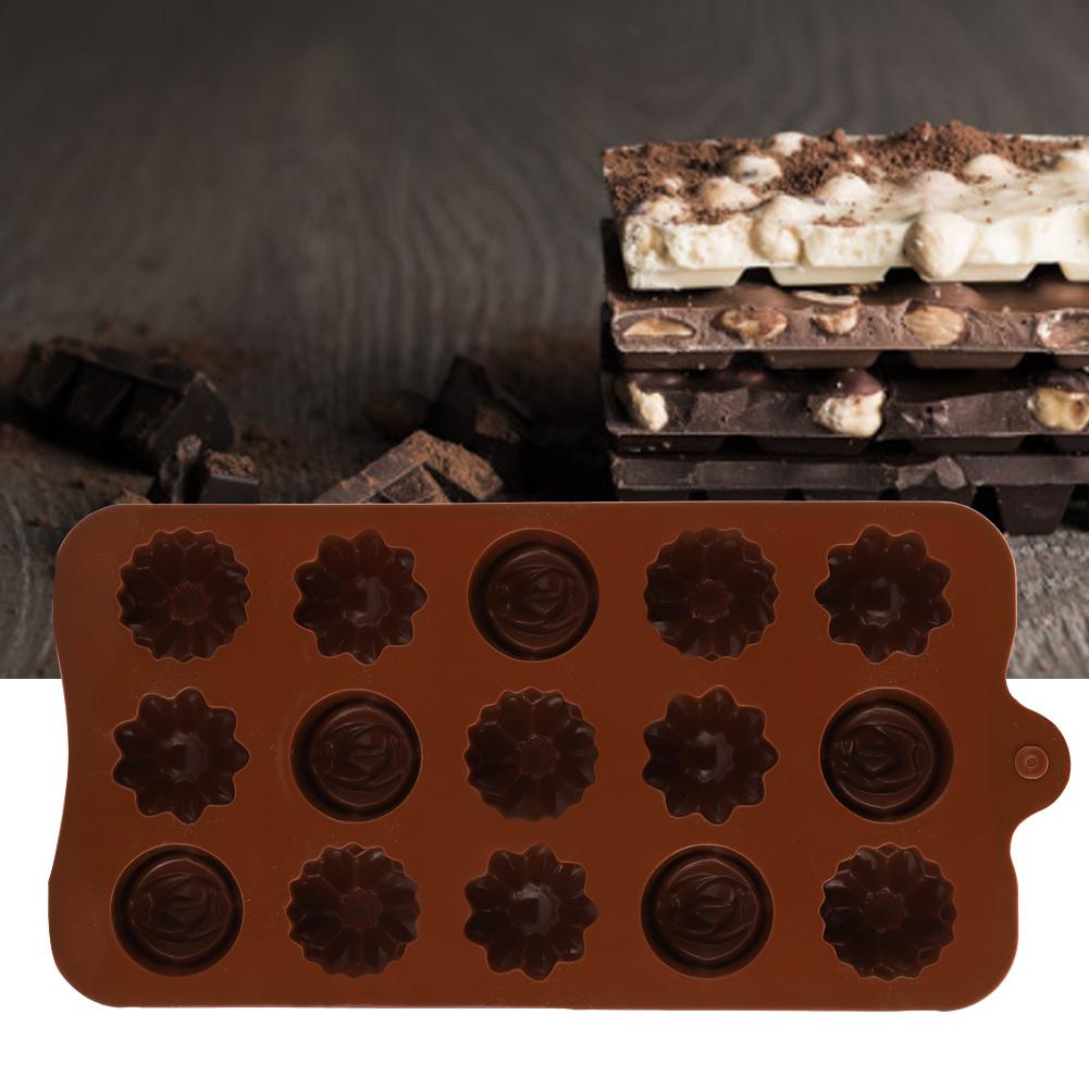 2 Stück 15 Gitter Wunderschöne Blumenform Silikon Kuchenform Schokoladenform DIY Backwerkzeug Zubehör