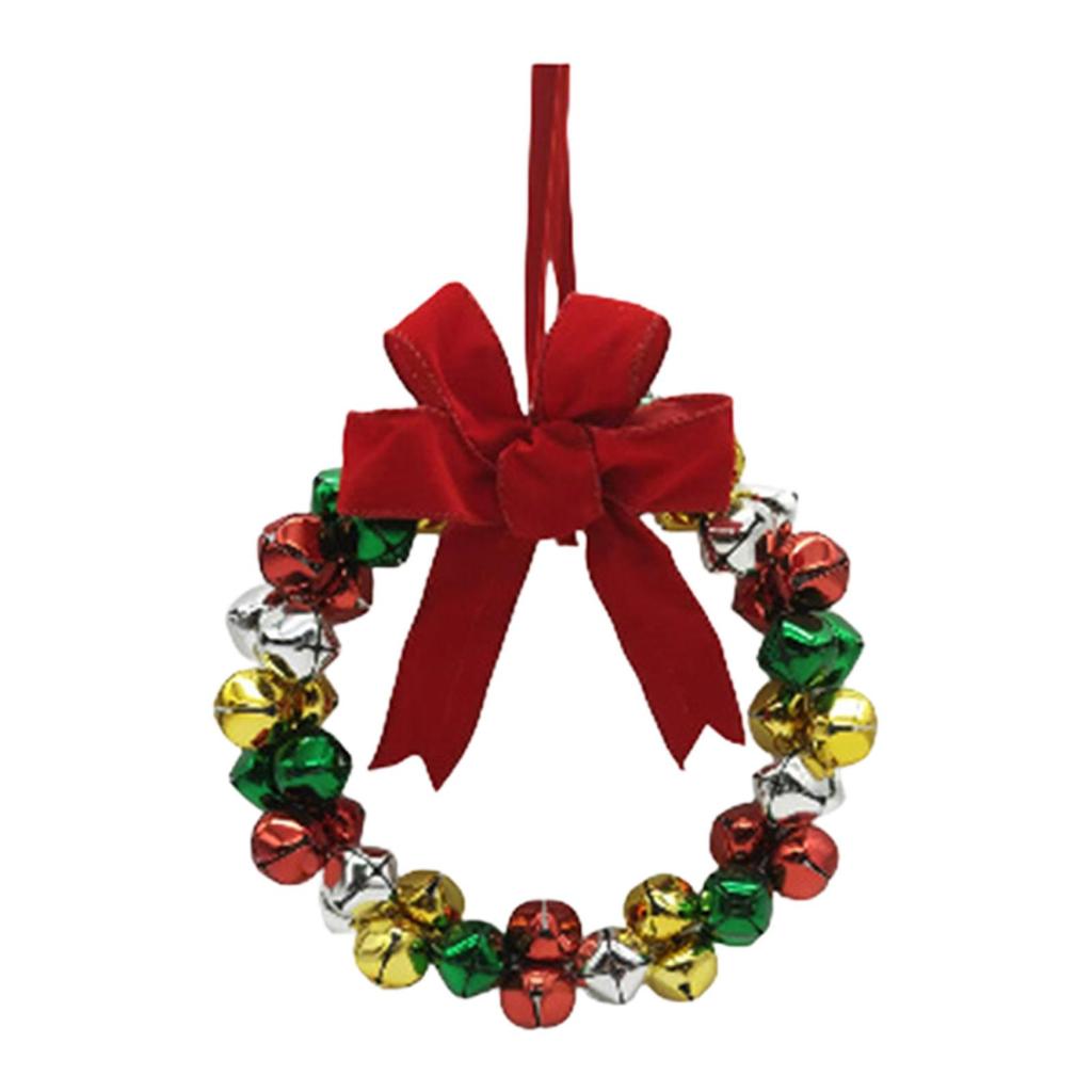 Christmas Bell Wreath with Bowknot Decorative Gift Hanging Decor Christmas Decoration Xmas Wreath for Outdoor Window Holiday