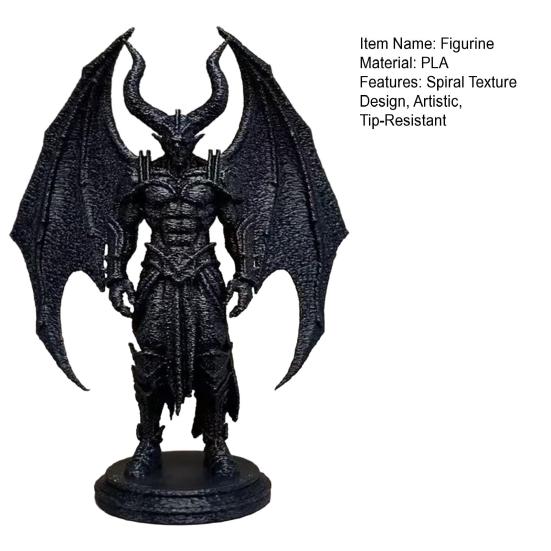 Demon Angel Statue with Armor And Wings, 3D Printed Gothic Sculpture for Desk Shelf, Dark Fantasy Home Decor, Halloween Gift for Men