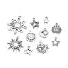 10er-Set antike Silberanhänger Sonne, Mond und Stern aus Legierung für DIY-Armbänder, Modeschmuck-Accessoires