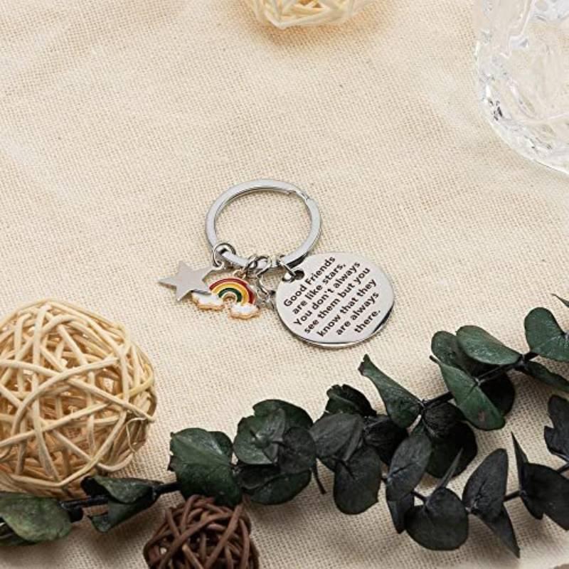 Unique Friendship Gift Stainless Steel Keychain With Star Design For Birthdays And Parties