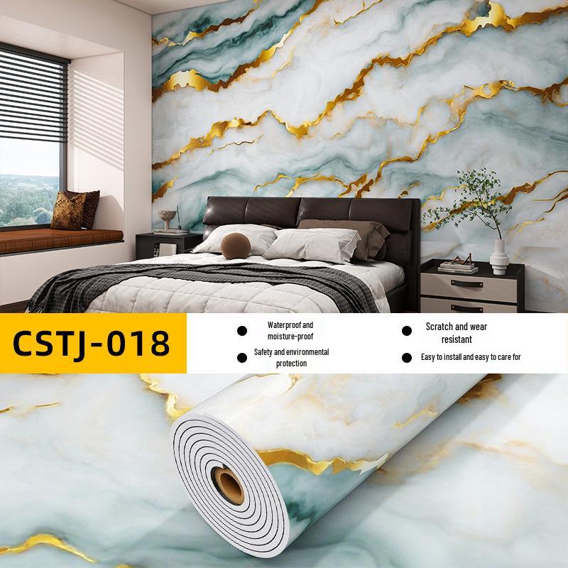 Self-Adhesive Waterproof Imitation Marble Tile Wall Sticker for Bathroom, Living Room, Kitchen, and TV Background.
