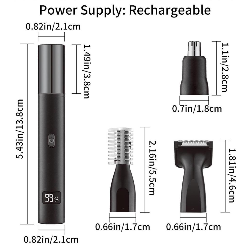 Rechargeable Multi-Functional Type-C Men's Grooming Kit: 3-in-1 Electric Nose Hair Trimmer