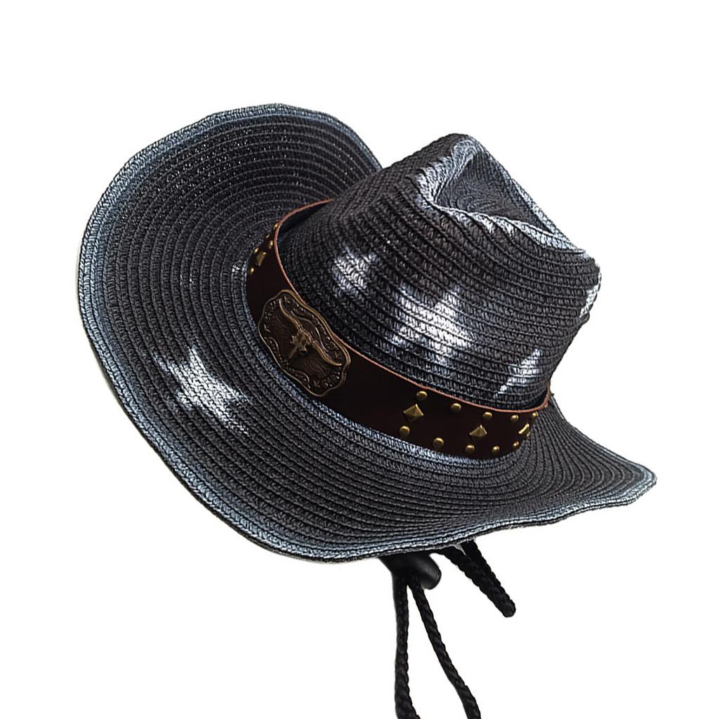 Vintage Straw Hat Beach Protable Hat Men's Western Hat Retros Styles Hat for Men and Women