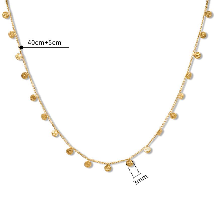 

French Geometric Disc Fringed Pendant Necklace Titanium Steel Gold-Plated Individual Cold Wind Jewelry 18K