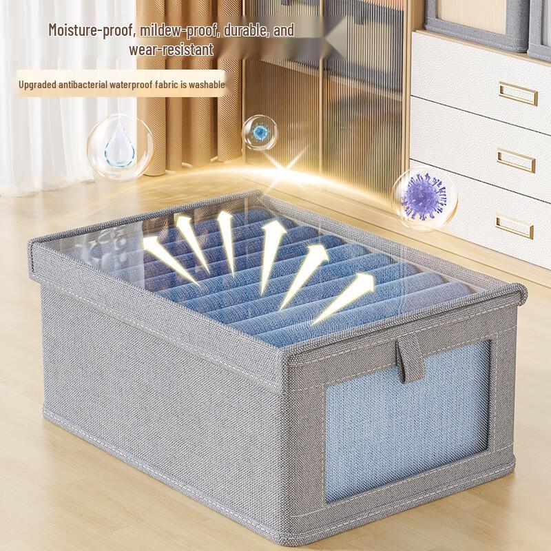 Oxford Cloth Wardrobe Storage Box with Lid and Transparent Window