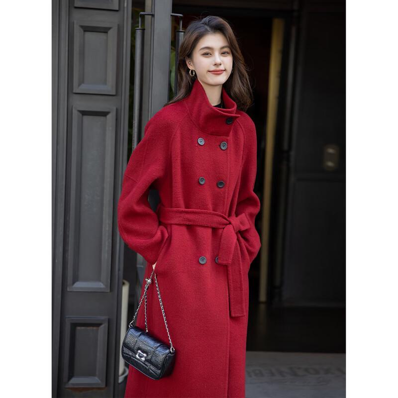 

MOKANA Women s Elegant Long Wool Blend Coat S