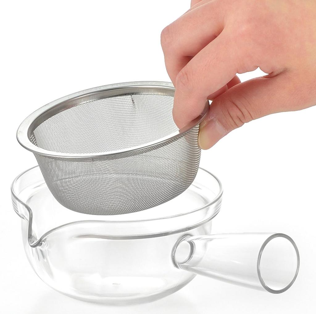 Akebono Sangyo Stainless Steel Mesh Made in Horizontal Transparent Design for Easy Tea Easy to Stainless Steel Clear Teapot 260ml Teapot, Kyusu-style,