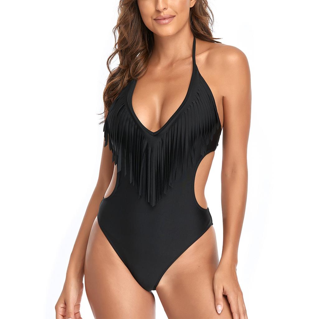Dámská móda Sexy košilka Bikiny Sexy tmavé V střapce Jednodílné plavky s pevným potahem
