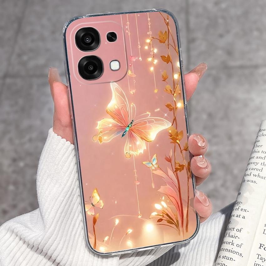 For Oppo A6 Pro A6x A5x K13 Realme 15X C85 V70 V70s CT 7 7T 8 Phone Cases Beautiful Sakura Butterflies Patterns Casing Soft Silicone TPU Clear Housing