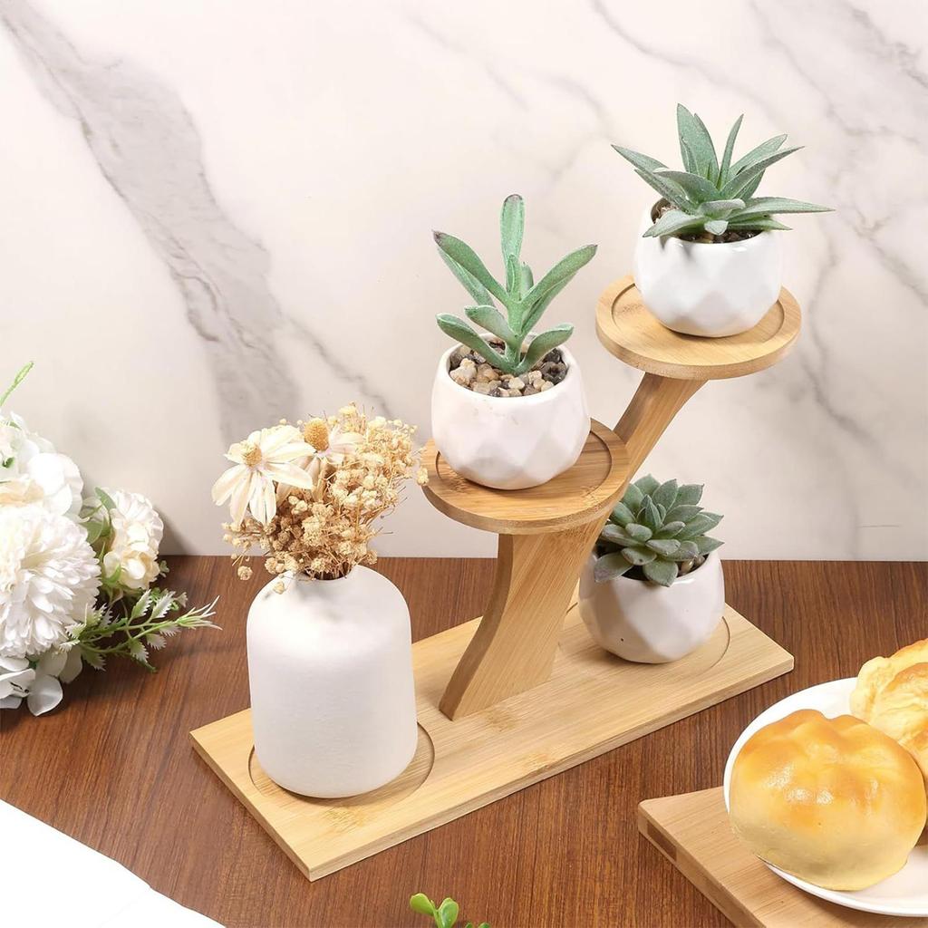 Small Plant Stand Wooden Multi-Tier Storage Display Aesthetic Plant Holders Indoor Stand for Home Decor Living Room Bedroom