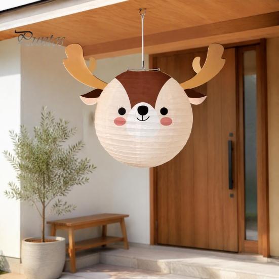 Birthday Party Decorative Props Christmas Paper Lantern, Cute Gingerbread Man Snowman Elk Pattern Ceiling Hanging Mexican Inspired Ornaments