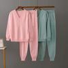 Trajes deportivos de punto de dos piezas para mujer, suéter con cuello en V para mujer, pantalones bombachos con cordones, pantalones para correr, conjunto de suéter, prendas de vestir de punto