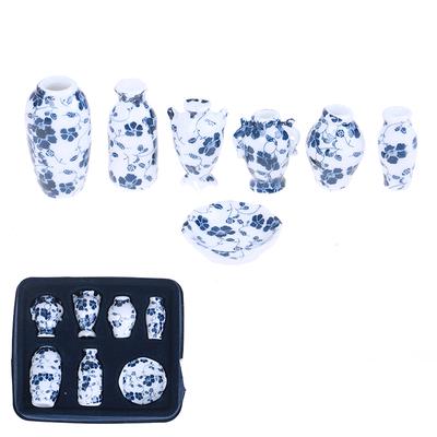 7ks/set Miniaturní domeček pro panenky Mini keramické vázy Příslušenství Miniatury domečku pro panenky 1:12 Příslušenství Dekorativní miniaturní porcelán 5.0