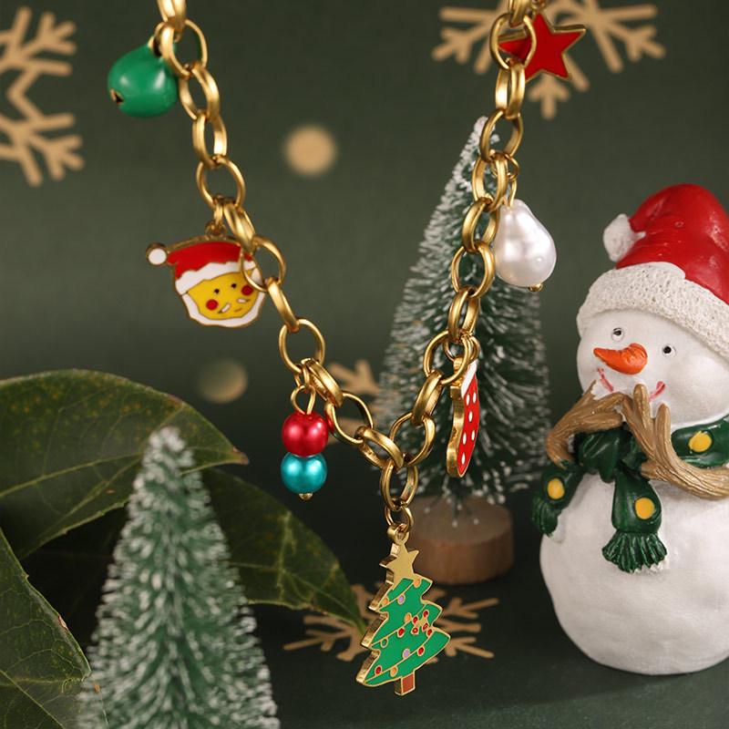 Stainless Steel Cute Santa Claus Christmas Pendant Necklace for Women