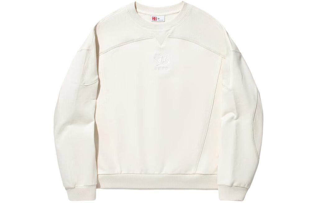 Li Ning Sweatshirts Women's Ecru Crew Neck Moderate Regular AWDU354-1