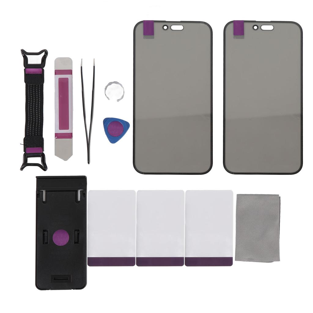 2Pcs Phone Screen Protector Pre Cut Phone Display Glass Kit with Repair Tool Kit for IOS 15 Plus