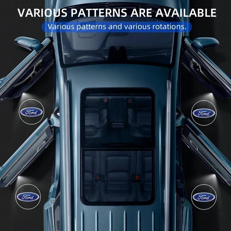 Autoaufkleber 2026 Ford 1/2 Stück LED Auto Tür Willkommen Laser Projektor Logo Nachtlicht Kabellos Für Ford Focus Fiesta EcoSport ESCOR