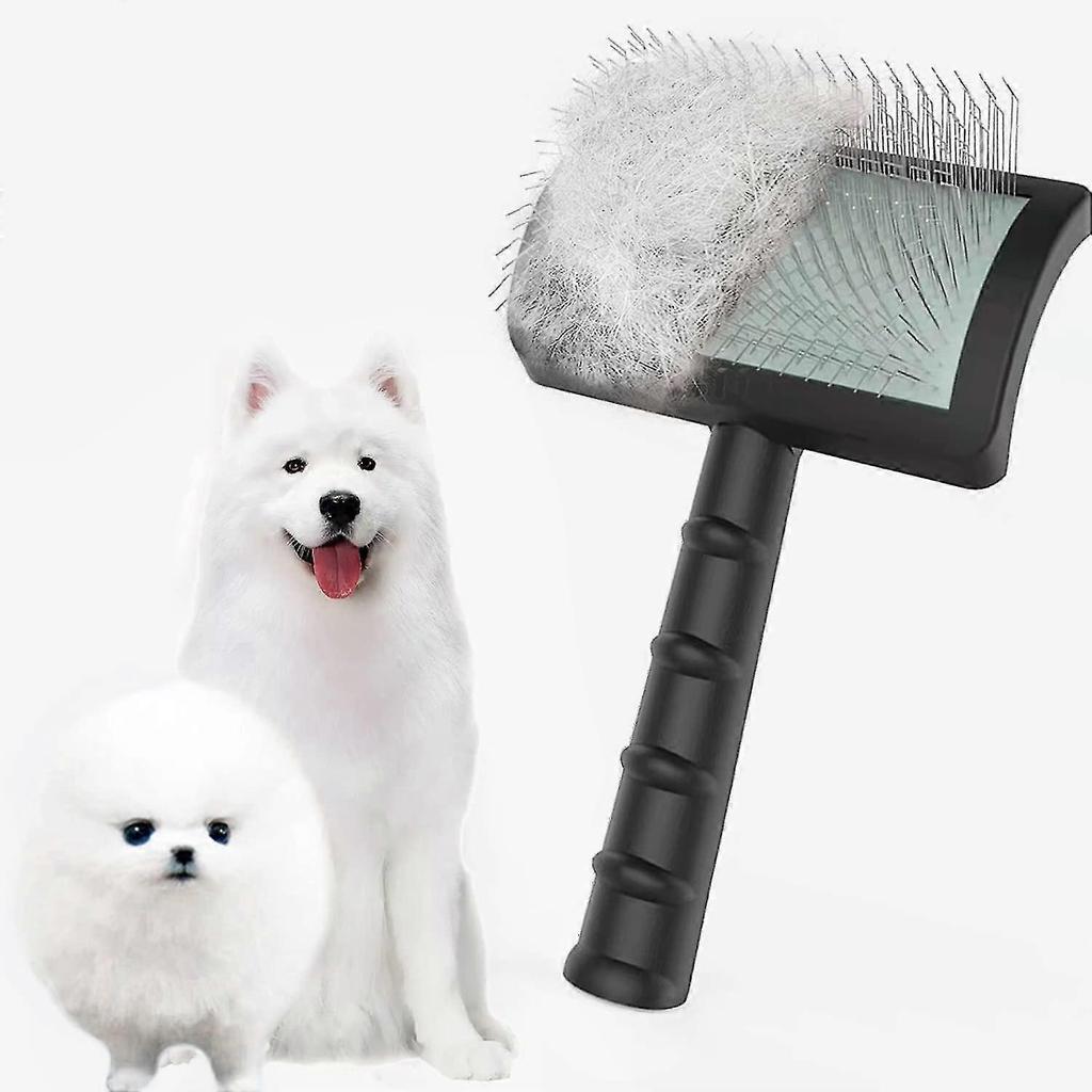 Firm Slicker Brush - Extra Long Pin Brush For Large Dog Pet (Black)