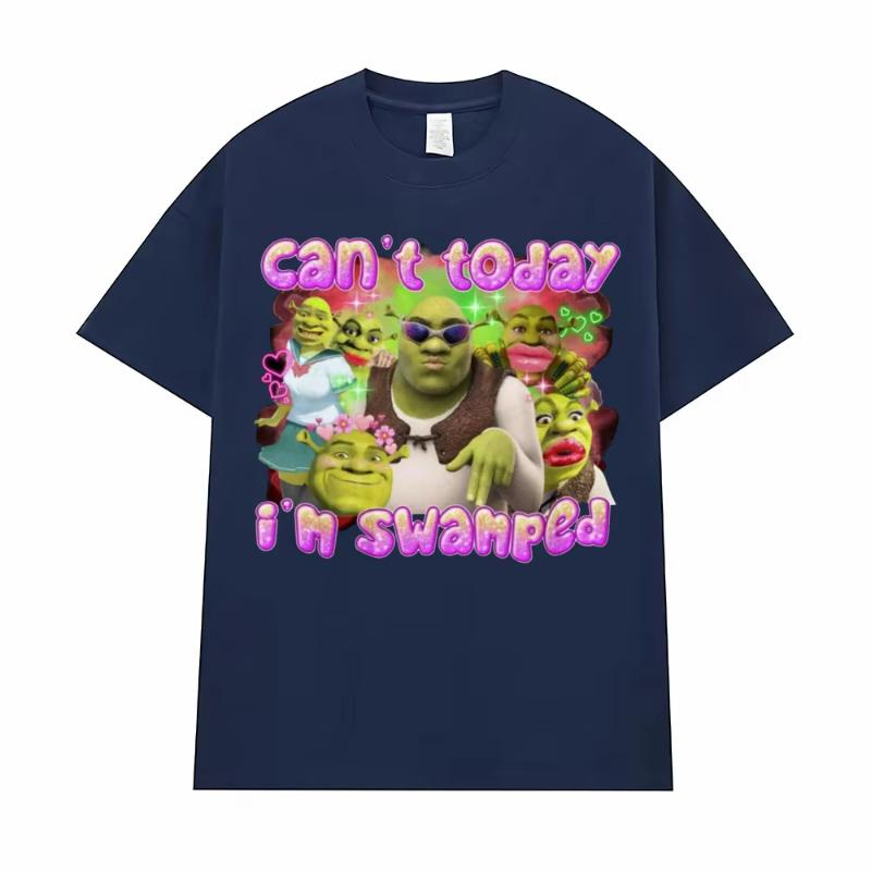 Kann heute nicht, ich bin überhäuft Lustiges Shrek Meme T-Shirt Damenbekleidung Modetrend Hip Hop Hohe Qualität Sommer Freizeit T-Shirts Unisex