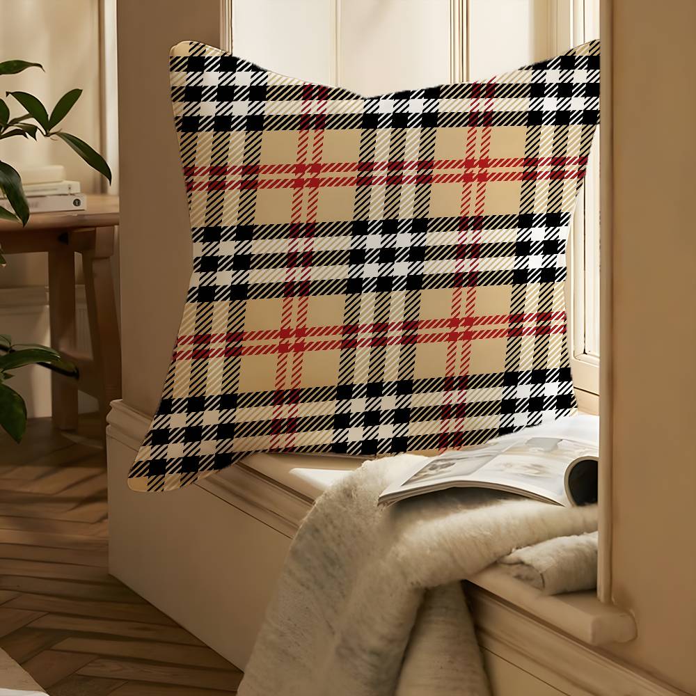 Elegant and Simple Home Plaid Pattern Pillow Case Printing Pillowcase Living Room Sofa Cushion Cover Bedroom Room Decor