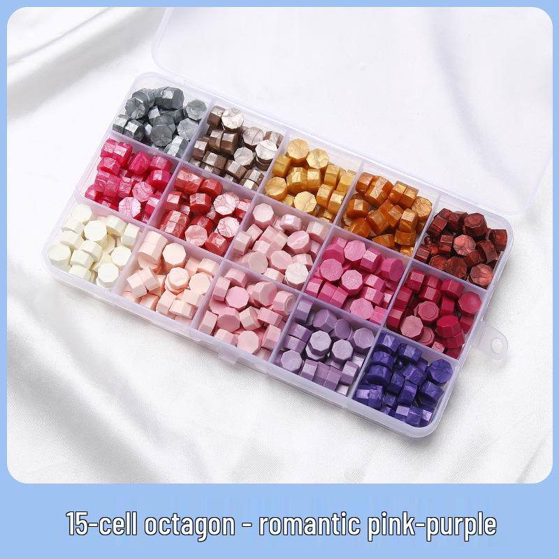 Sunflower Sealing Wax Granules In Transparent Box - Grid-Style Set with 10/15/24 Colors for Stamps