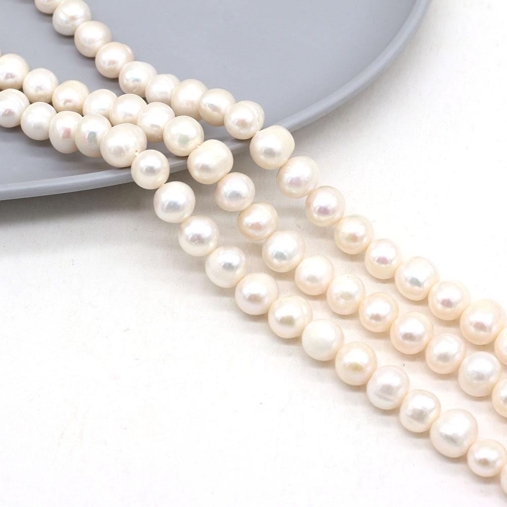 1String, 9-10mm White Natural Freshwater Subcircular Pearls 36cm Loose Beads for Handmade Jewelry Craft Supplies, DIY Holiday Gifts