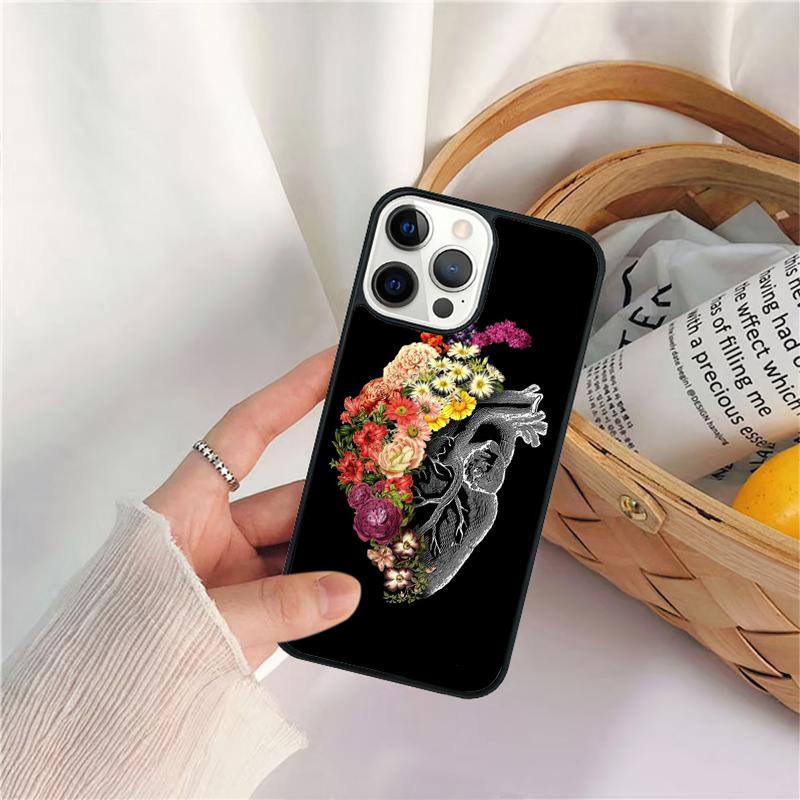 Vintage Anatomy Heart Cardiac Brain Nurse Phone Case For iPhone 17 Air 16 15 14 11 12 13 Pro MAX Plus Coque Cover