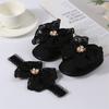 Baby Lace Pearl Shoes + Hairband Set Baby Toddler Shoes Soft Sole Big Bow Dot Rubber Shoes