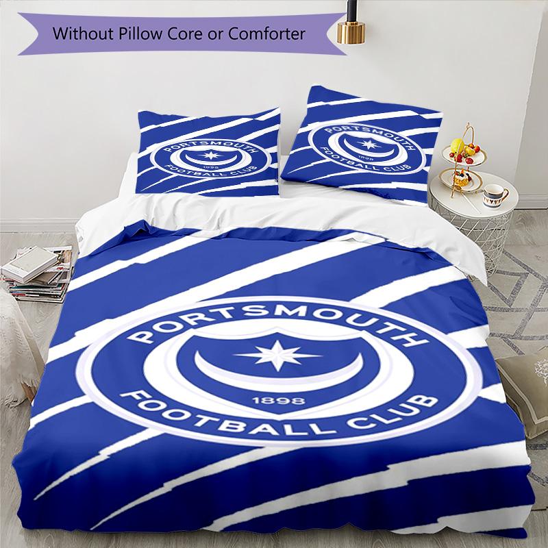 Set Copripiumino Stampato Portsmouth F.C. – include 1 copripiumino e 2 federe coordinate Decorazione per la camera da letto Regali di Natale