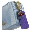 COACH Carey 18 Cherry Charm Contrast Leather Brand Metal Accessories Denim and Smooth Leather Shoulder Bag Small Women's Gold and Light Indigo