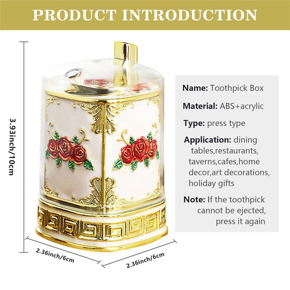 

1Pcs Vintage Automatic Toothpick Holder Box,Press Type Toothpick Dispenser Toothpicks Box with Clear Cover for Kitchen Home Res