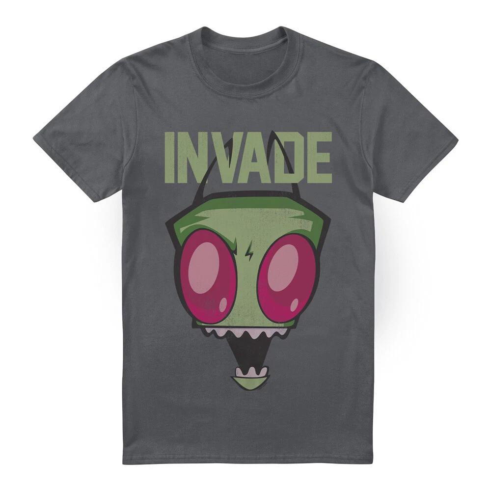 Invader Zim Invade 100% Cotton T-shirt Mens Tees Top S-2XL, Charcoal 4XL