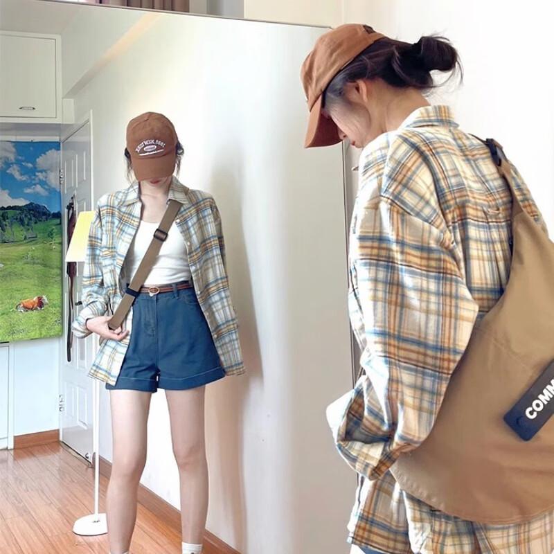 JOHLIN DREAM Women's Casual Plaid Long-Sleeve Shirt Jacket