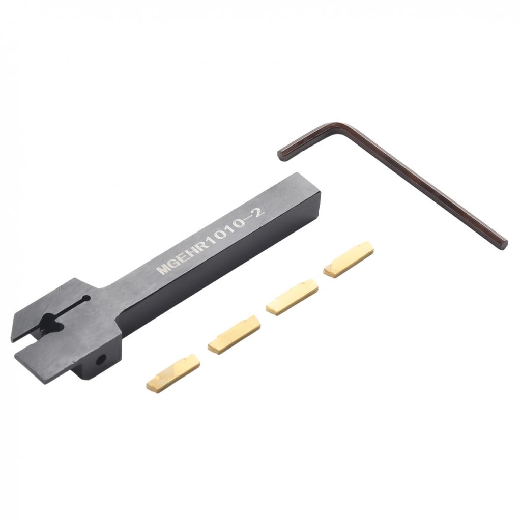 Precision MGEHR10102 10mm Lathe Tool Holder with 4pcs Grooving Cut Off Inserts