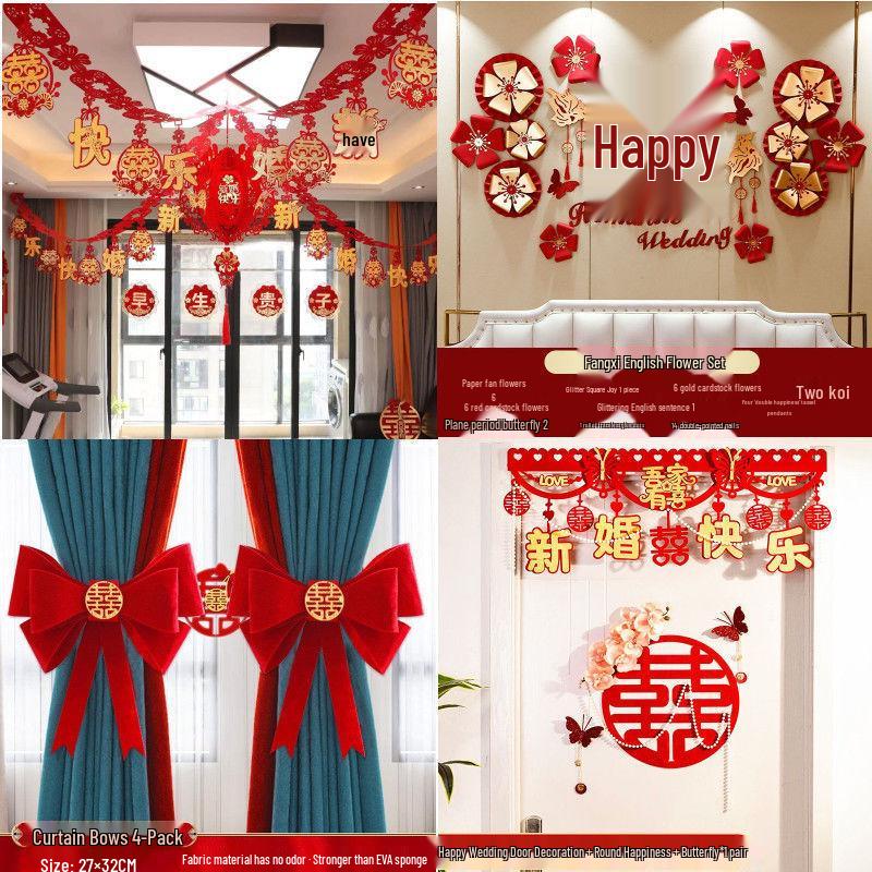 Wedding Bunting Décor Set for Bride and Groom's Room and Living Room Background