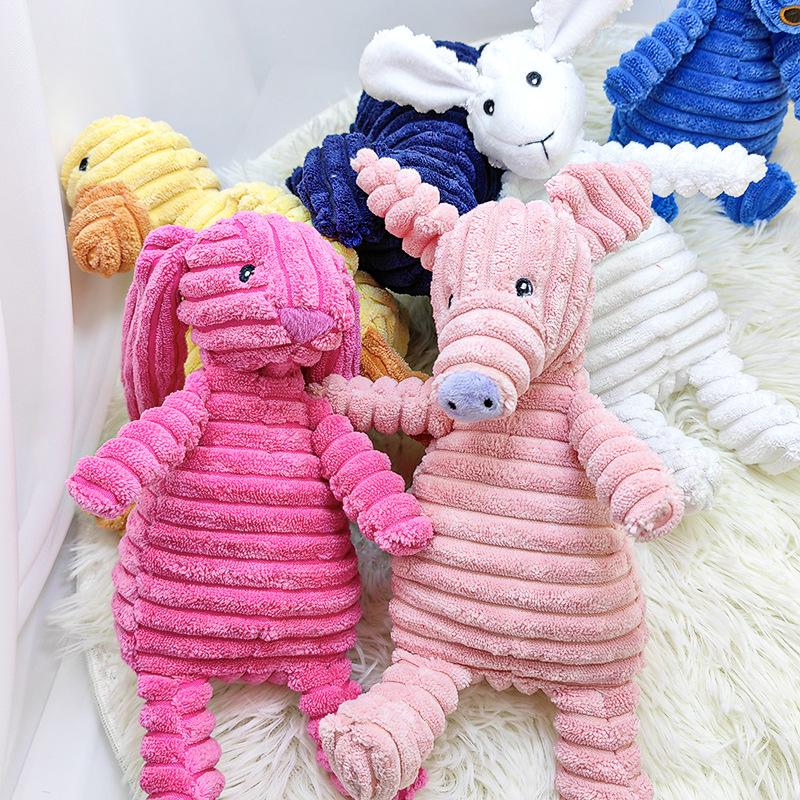 Corduroy Plush Dog Toy: Sounding, Teething, Teeth Cleaning, Boredom Relief with Monkey & Fox Designs.