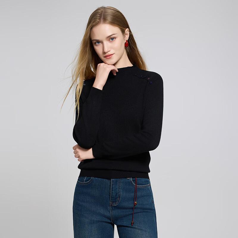 

Women s Wool Blend Semi-High Neck Knit Top One Size