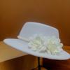 French British retro Hepburn style flower pearl imitation woolen top hat female autumn and winter face small flat top hat self-operated