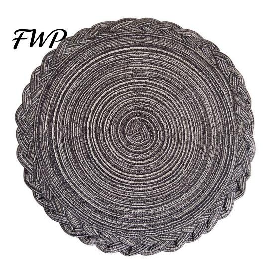 Heat Buffer Table Mat 12 Inch Round Placemats, Polyester Woven Braided Place Mats, Durable Washable Resistant Circle Dining Mats for Kitchen