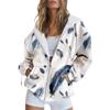 Womens Oversized Hooded Zip-Up Sweatshirt With 3D Digital Print Casual Loose Fit Winter