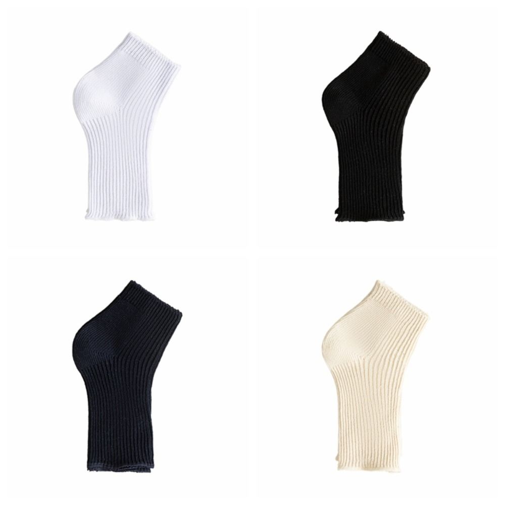 3Pairs Knitted Short Tube Socks Solid Color Mid-calf Socks Women Breathable Bare Toe Socks Lady