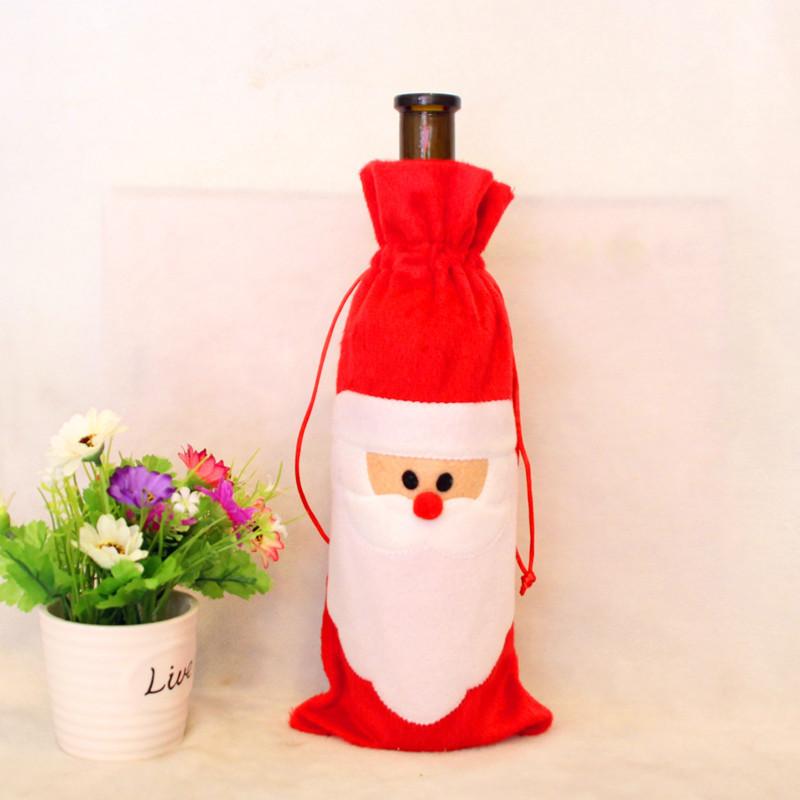 Wine Christmas Bottle Cover Red Nose Santa Claus Bottle Dress Up Bags Props