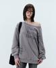 ODDSTUDIO The Art Of Youth Oversized Off-Shoulder Sweatshirt - Beige Brown